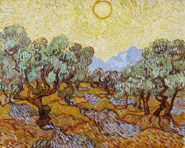 Landscape with Olive Trees. The painting by Vincent Van Gogh