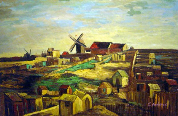 Montmartre-The Quarry and Windmills. The painting by Vincent Van Gogh