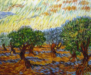 Vincent Van Gogh, Olive Grove - Orange Sky, Painting on canvas