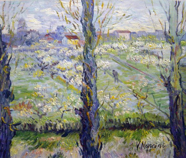 Orchard In Bloom With Poplars. The painting by Vincent Van Gogh