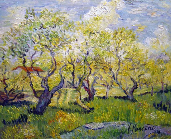 Orchard In Blossom. The painting by Vincent Van Gogh
