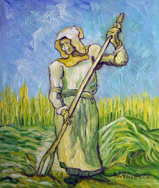 Peasant Woman With A Rake. The painting by Vincent Van Gogh
