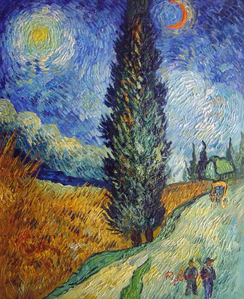 Road With Cypress And Star. The painting by Vincent Van Gogh