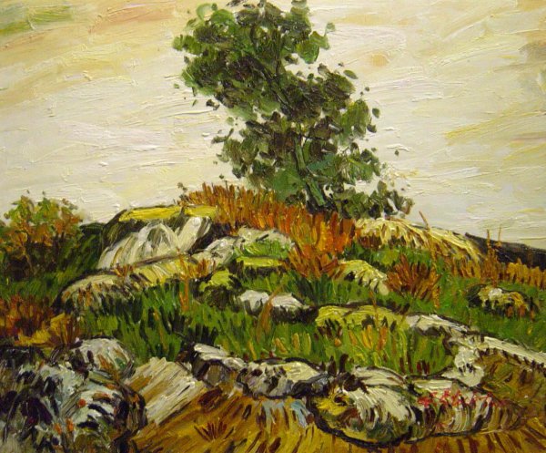 Rocks With Oak Tree. The painting by Vincent Van Gogh