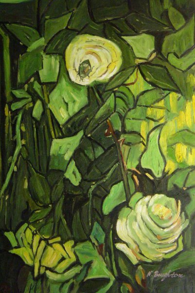 Roses And Beetle. The painting by Vincent Van Gogh