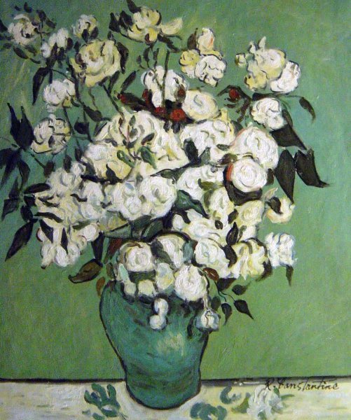 Roses In A Vase. The painting by Vincent Van Gogh