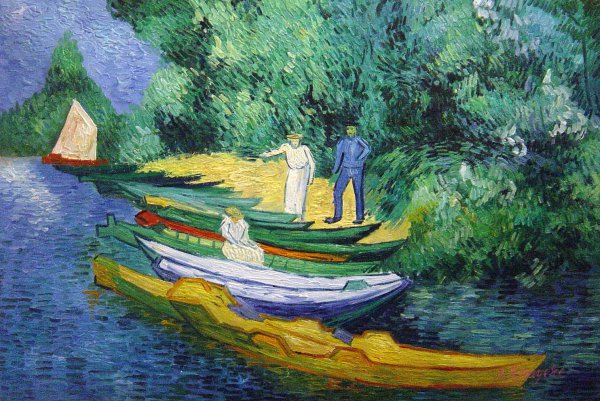 Rowing Boats On The Banks Of The Oise. The painting by Vincent Van Gogh