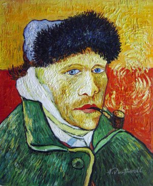 Vincent Van Gogh, Self-Portrait With A Pipe, Painting on canvas