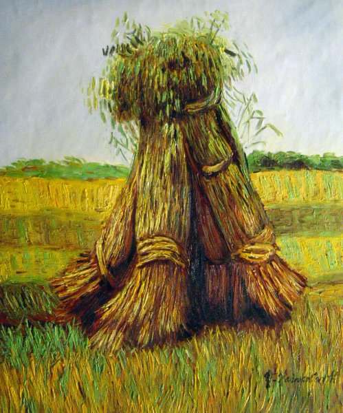 Sheaves Of Wheat In A Field. The painting by Vincent Van Gogh