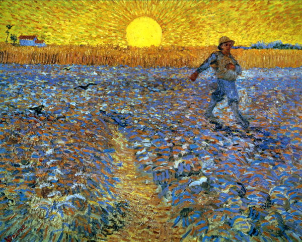 Sower With Setting Sun. The painting by Vincent Van Gogh