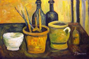 Vincent Van Gogh, Still Life Of Paintbrushes In A Flowerpot, Painting on canvas