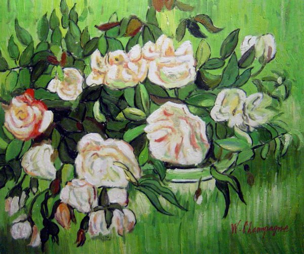 Still Life - Pink Roses. The painting by Vincent Van Gogh