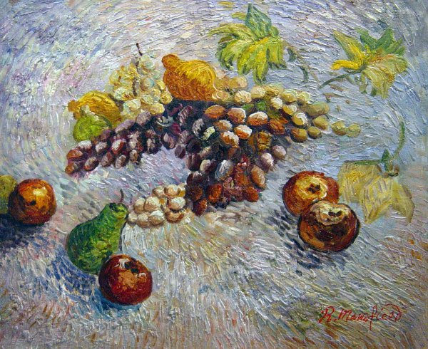 Still Life With Apples, Pears, Lemons And Grapes. The painting by Vincent Van Gogh