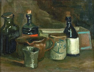 Vincent Van Gogh, Still Life with Bottles and Earthenware, Painting on canvas