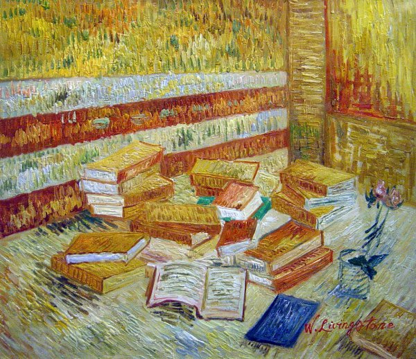 Still Life With French Novels And Glass With Rose. The painting by Vincent Van Gogh