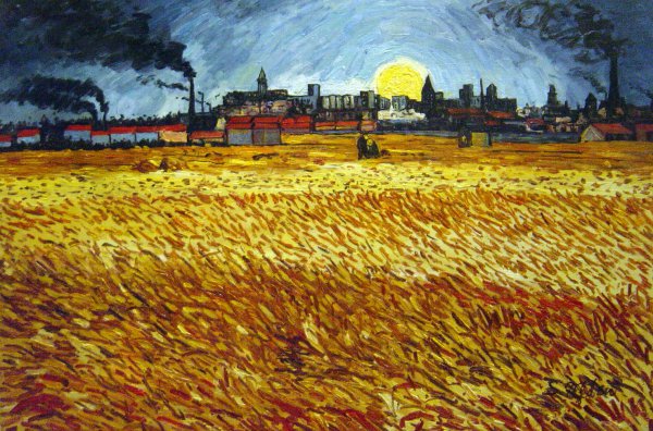 Summer Evening, Wheatfield At Sunset. The painting by Vincent Van Gogh