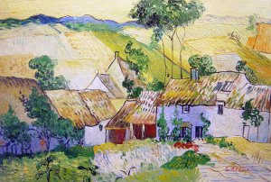 Vincent Van Gogh, Thatched Houses Against A Hill, Painting on canvas