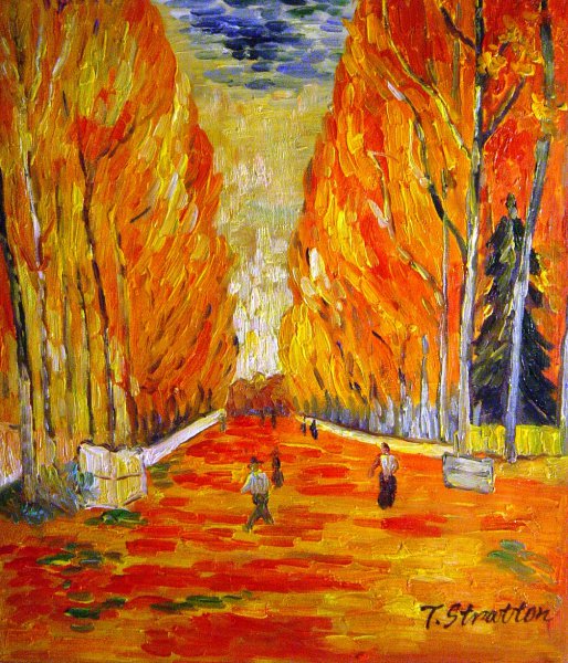 The Allee des Alyscamps. The painting by Vincent Van Gogh