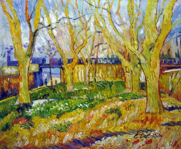 The Avenue Of Plane Trees Near Arles Station. The painting by Vincent Van Gogh