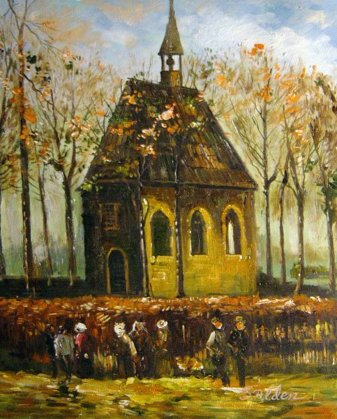 The Church of Nuenen With Parishioners. The painting by Vincent Van Gogh
