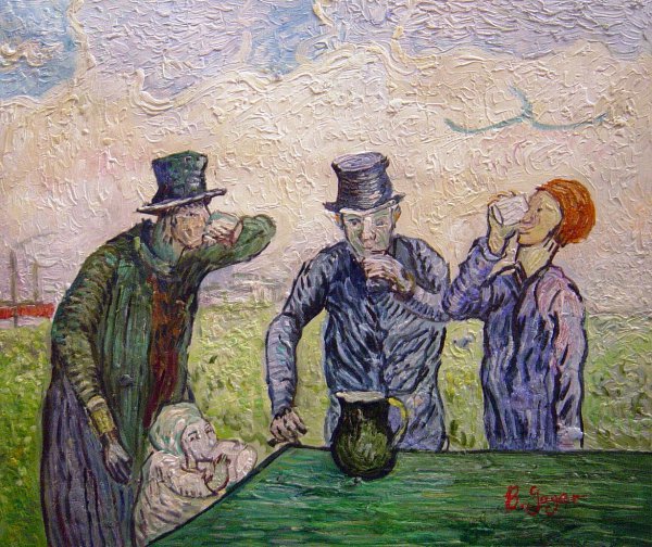 The Drinkers. The painting by Vincent Van Gogh