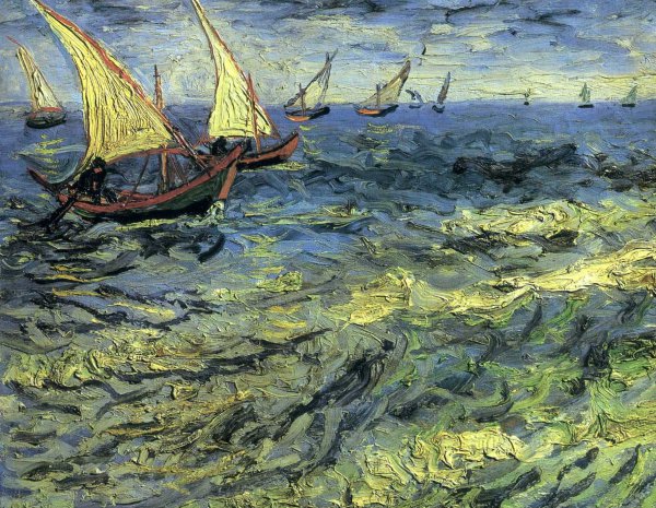 The Fishing Boats at Sea. The painting by Vincent Van Gogh