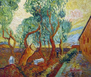 Vincent Van Gogh, The Garden Outside The Asylum At St. Remy, Painting on canvas