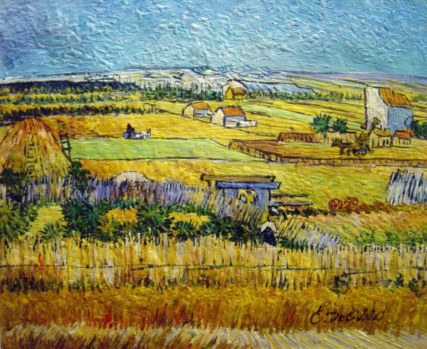 The Harvest Landscape With Blue Cart. The painting by Vincent Van Gogh