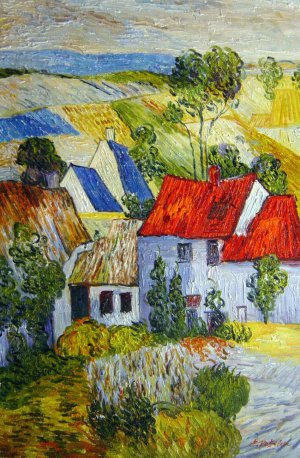 The Houses With Straw Roofs Before A Hill, Vincent Van Gogh, Art Paintings