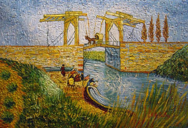 The Langlois Bridge At Arles With Women. The painting by Vincent Van Gogh