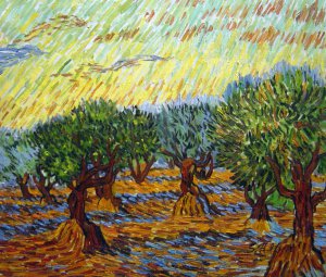 Vincent Van Gogh, The Olive Grove, Orange Sky, Painting on canvas