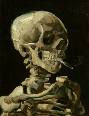 Vincent Van Gogh, The Skull with Burning Cigarette, Painting on canvas