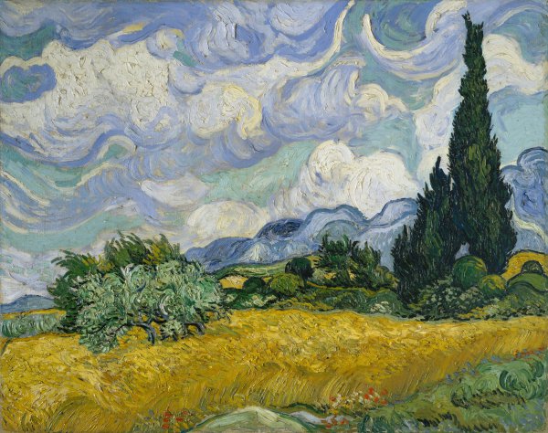 The Wheat Field with Cypresses. The painting by Vincent Van Gogh