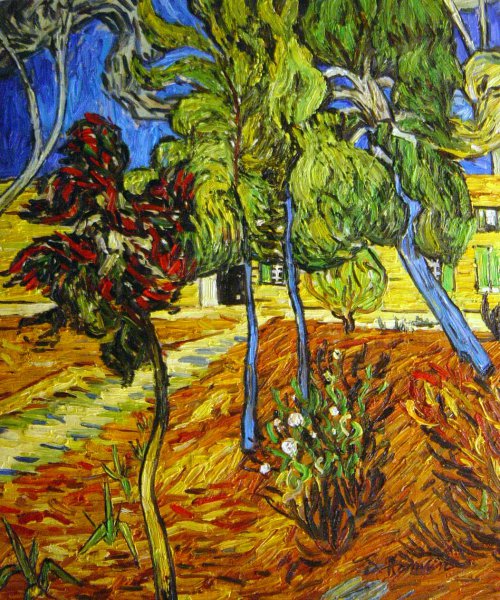 Trees In The Garden Of Saint-Paul Hospital. The painting by Vincent Van Gogh