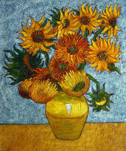 Twelve Sunflowers In A Vase. The painting by Vincent Van Gogh
