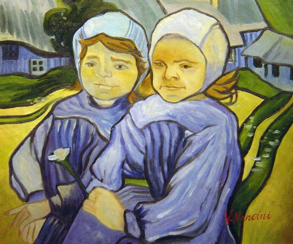 Two Little Girls. The painting by Vincent Van Gogh