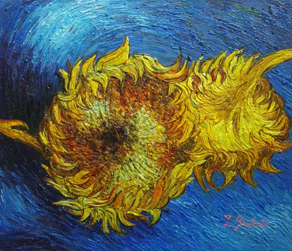 Two Sunflowers. The painting by Vincent Van Gogh