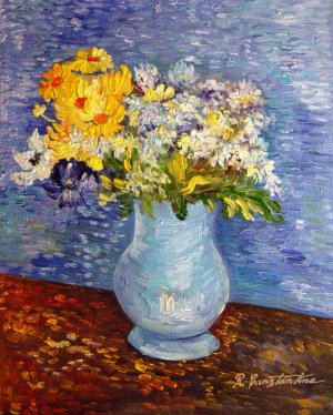 Vase Of Lilacs, Daisies And Anemones, Vincent Van Gogh, Art Paintings
