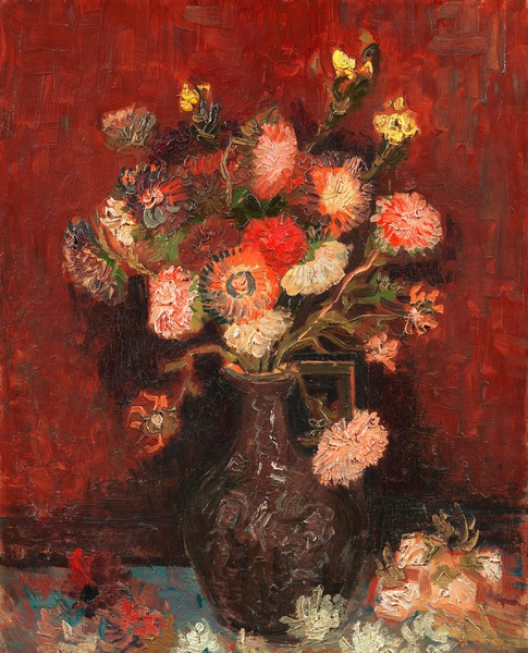 Vase with Chinese Asters and Gladioli. The painting by Vincent Van Gogh