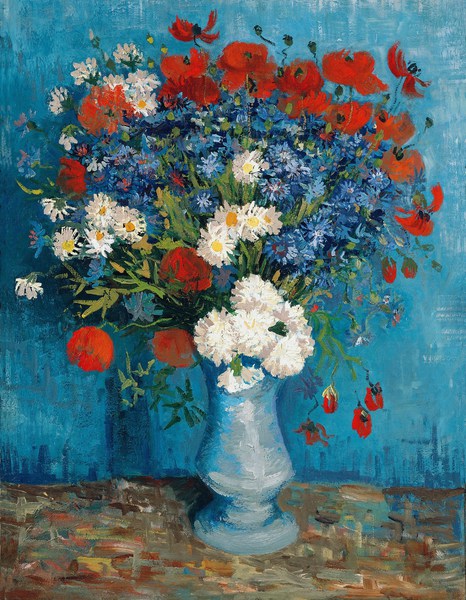 Vase with Cornflowers and Poppies. The painting by Vincent Van Gogh