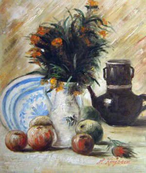 Vase With Flowers, Coffeepot And Fruits