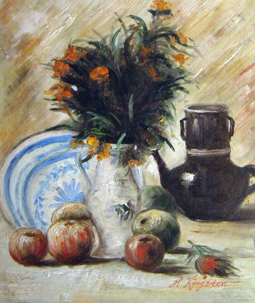 Vase With Flowers, Coffeepot And Fruits. The painting by Vincent Van Gogh