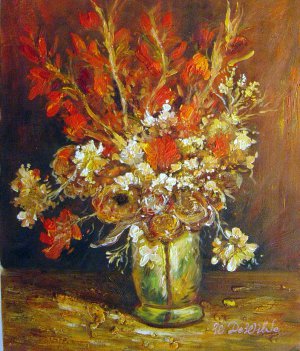 Vase With Gladiolas And Carnations III, Vincent Van Gogh, Art Paintings