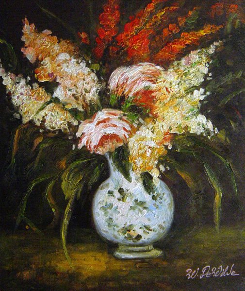 Vase With Gladiolas And Lilacs. The painting by Vincent Van Gogh
