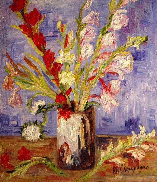 Vase With Gladioli. The painting by Vincent Van Gogh