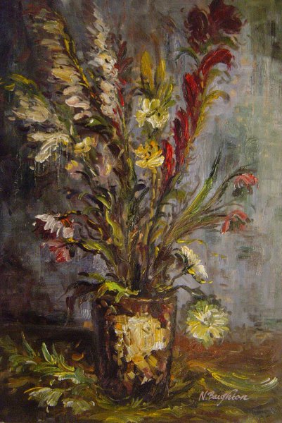 Vase With Gladiolus. The painting by Vincent Van Gogh
