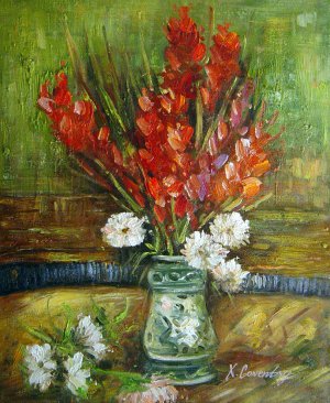 Vase With Red Gladiolas