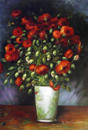 Vase With Red Poppies, Vincent Van Gogh, Art Paintings