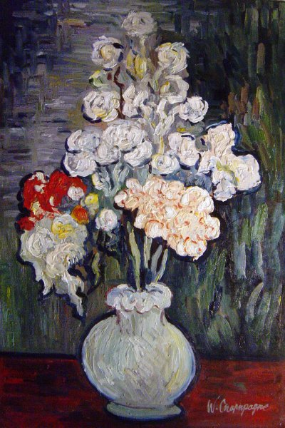 Vase With Rose, Mallows. The painting by Vincent Van Gogh