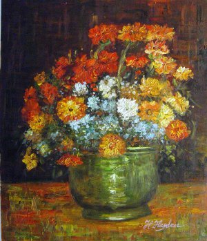 Vase With Zinnias, Vincent Van Gogh, Art Paintings